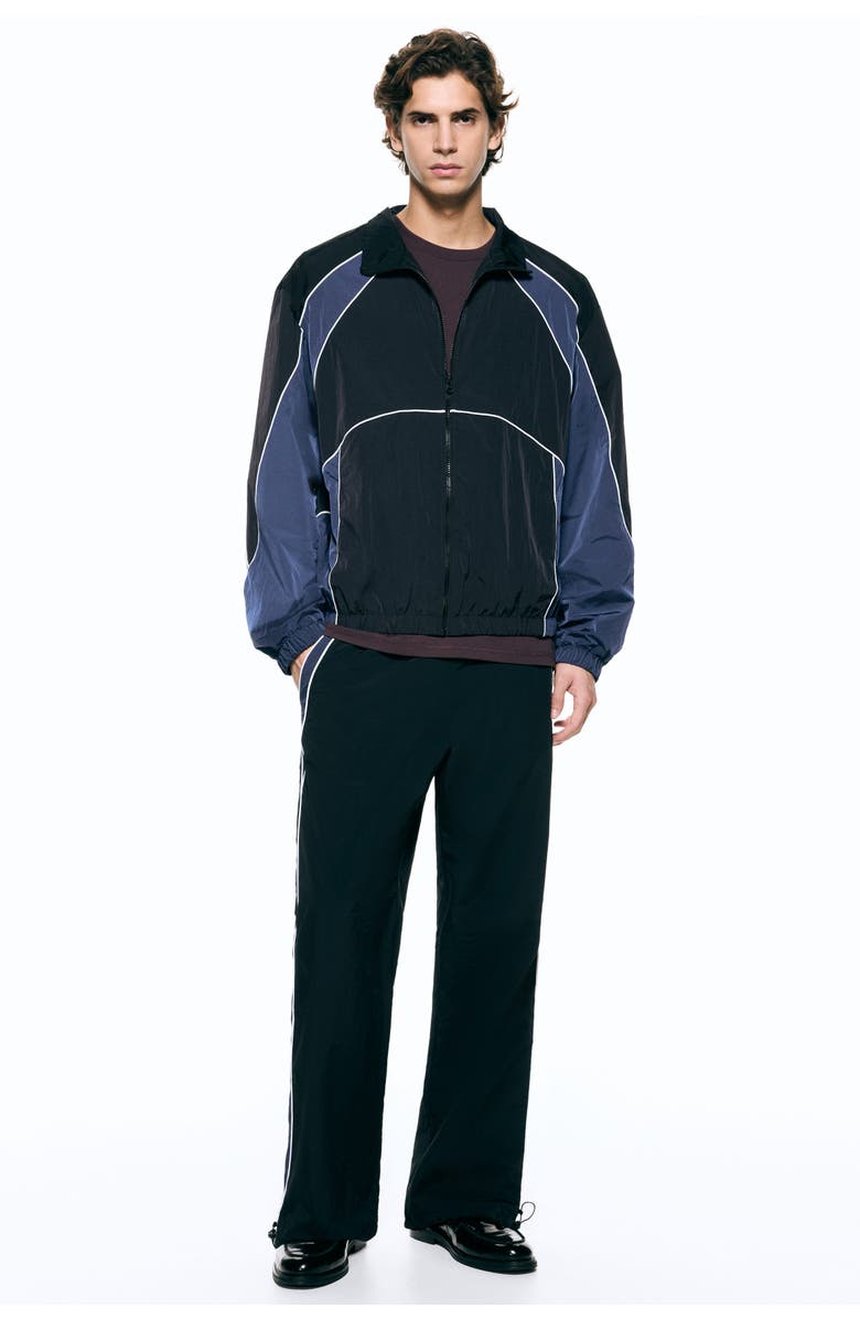 H&M Loose Fit Nylon Track Pants, Alternate, color, Black/Panels