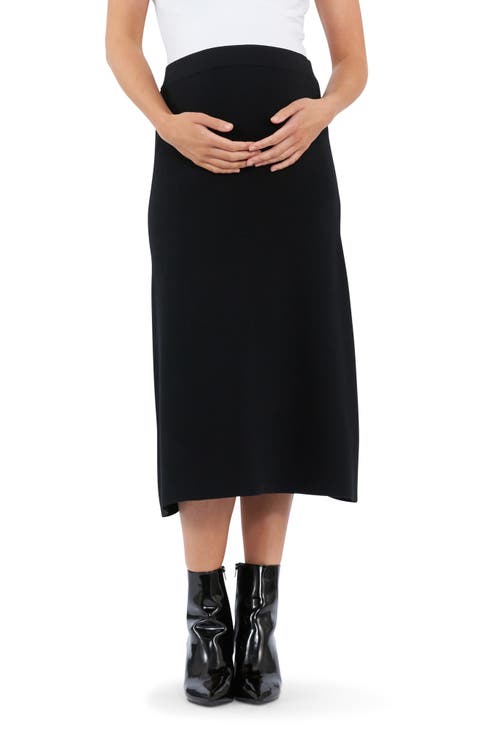 Knit Midi A-Line Maternity Skirt