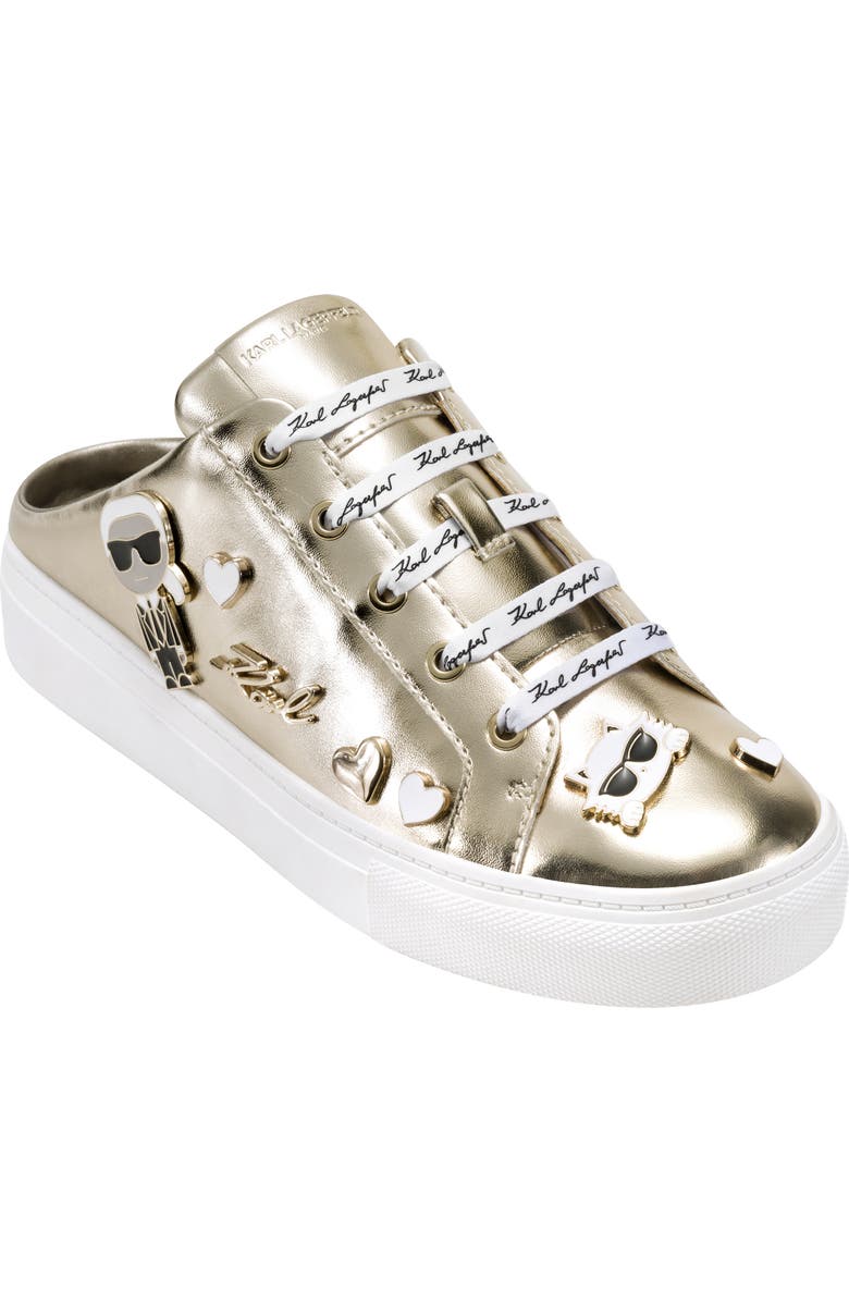 KARL LAGERFELD PARIS Cambria Platform Mule Sneaker, Main, color, White Gold