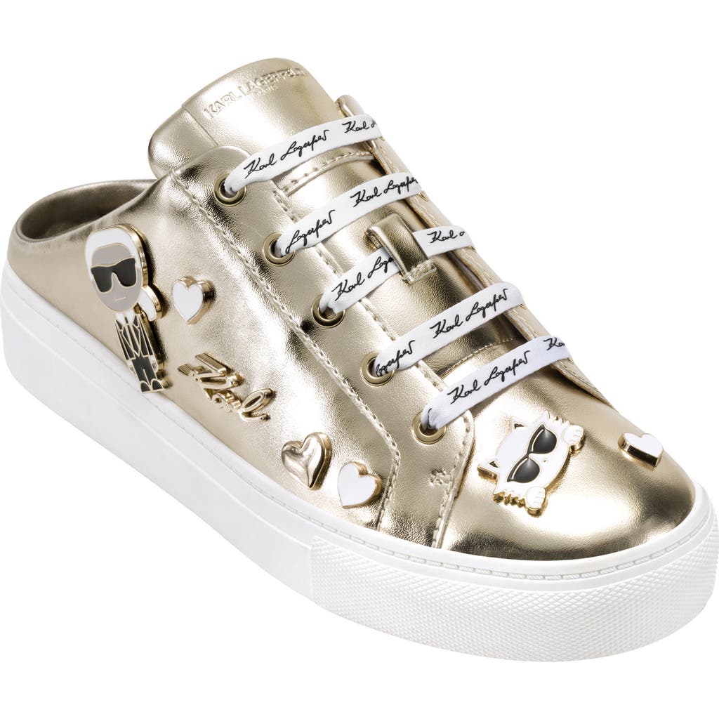 Karl Lagerfeld Paris Cambria Platform Mule Sneaker In Gold
