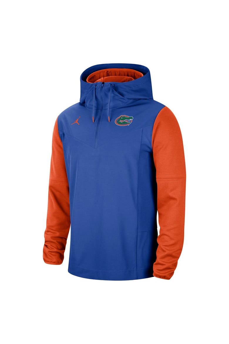 Men's Jordan Brand Royal/Orange Florida Gators Sideline Player Quarter-Zip Hoodie Jacket, Alternate, color, Royal
