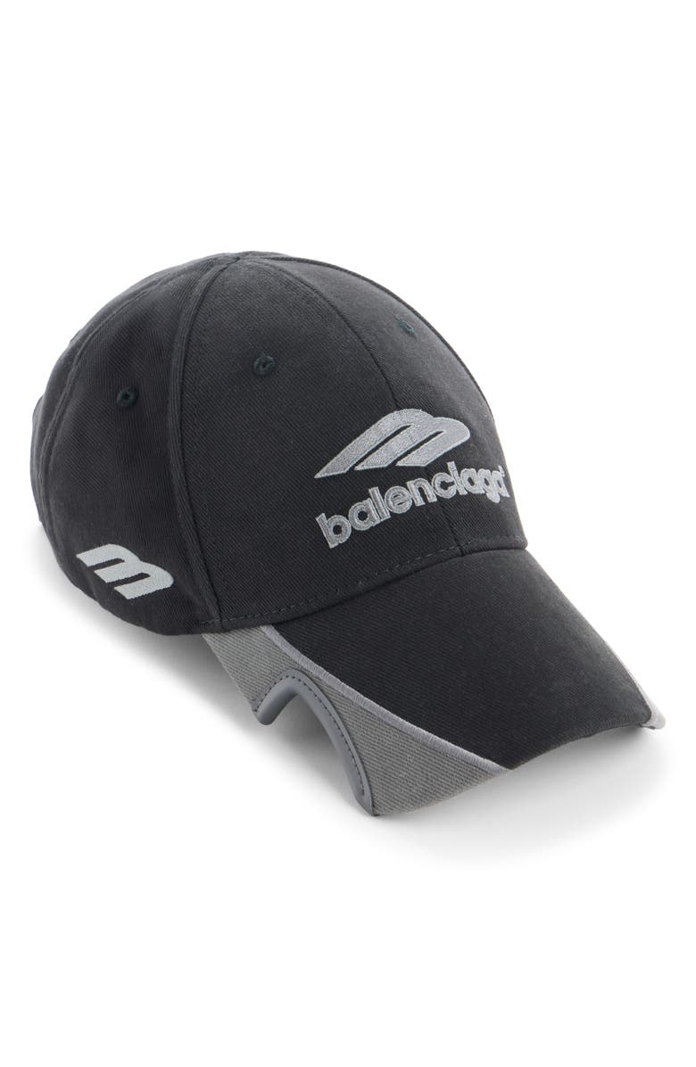 Balenciaga American Football Logo Embroidered Adjustable Baseball Cap, Main, color, 1000 Black