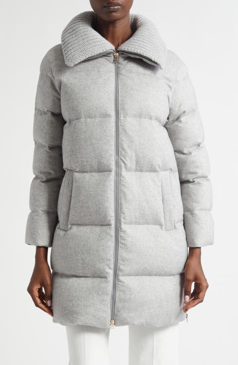 Silk & Cashmere Down Puffer Coat