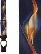 Trafalgar Atticus Blue and Gold Billow Silk Button End Suspenders