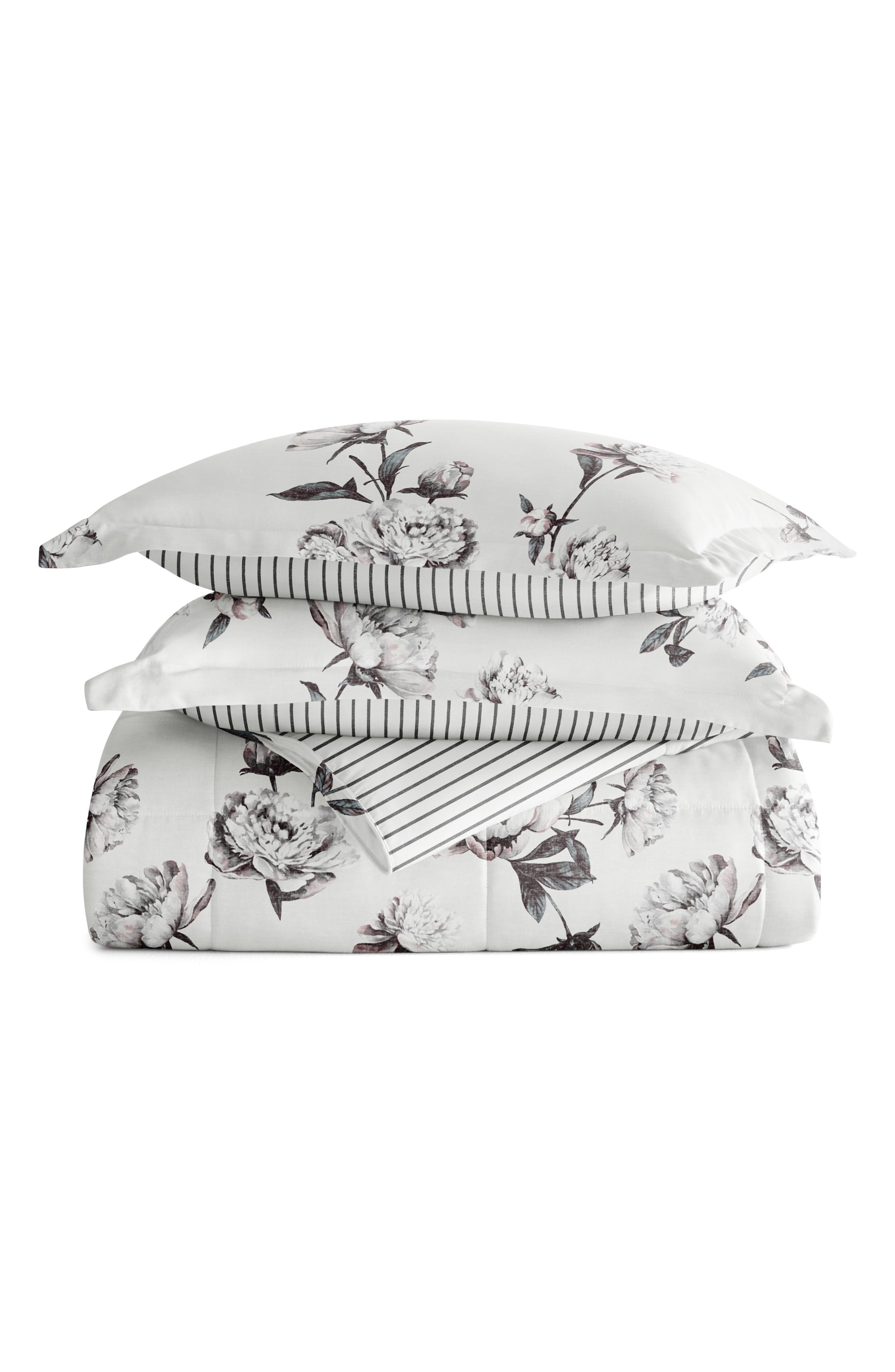 HOMESPUN Magnolia Stripe Reversible 3-Piece Comforter Set