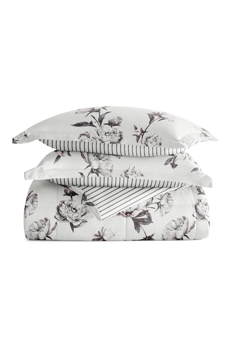 Magnolia Stripe Reversible 3-Piece Comforter Set, Main, color, GRAY