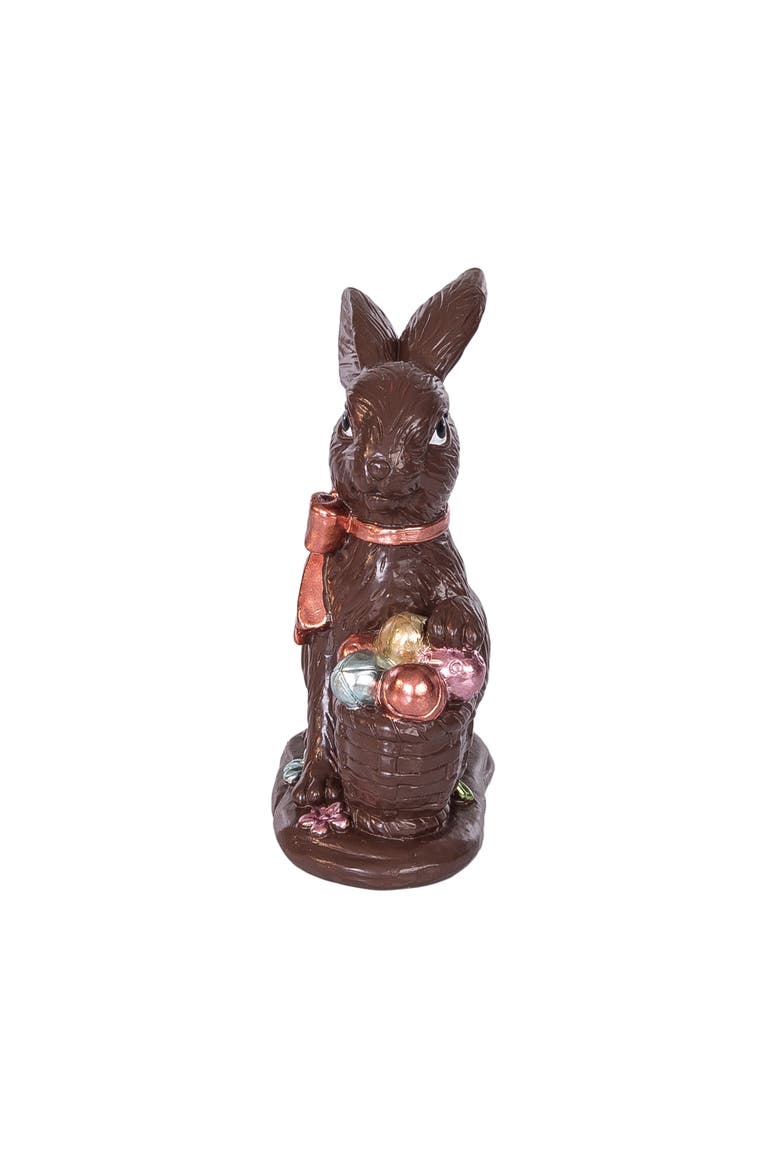 Dark Chocolate Polyresin Easter Rabbit Small Figurine 4.88", Alternate, color, Brown
