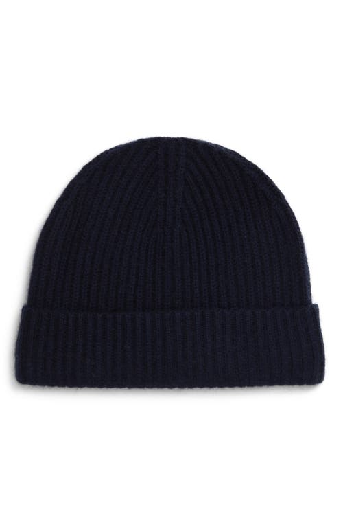 Andrew Stewart Cashmere Ribbed Beanie in Navy 