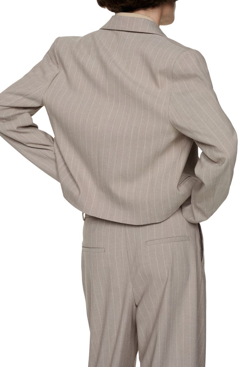 MANGO Pinstripe Crop Jacket, Alternate, color,