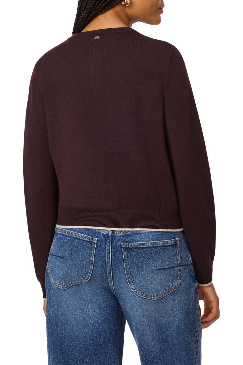 Argyle Crewneck Cardigan, Alternate, color, SEAL BROWN STONE CARAMEL