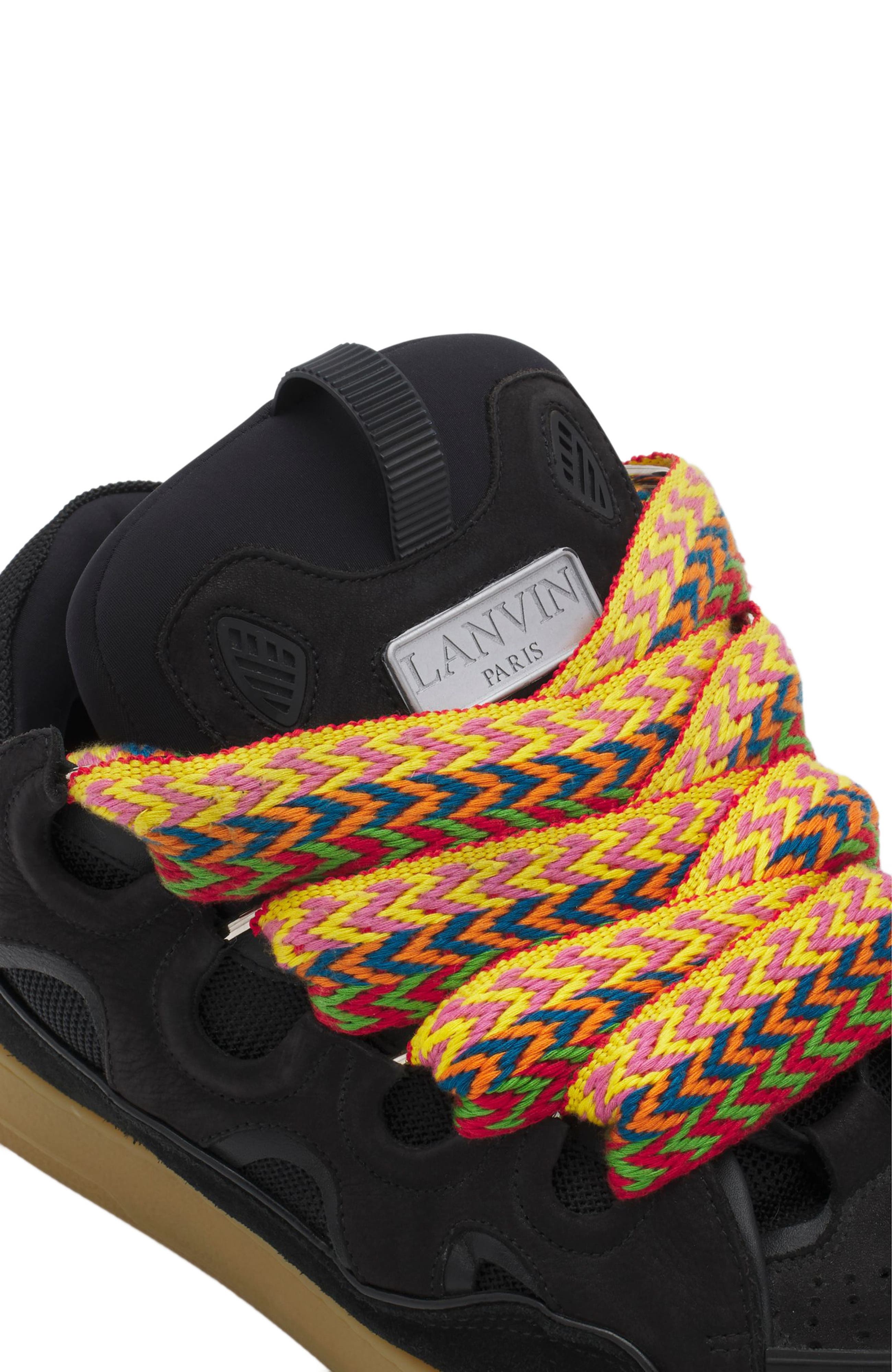 Lanvin LEATHER CURB SNEAKERS, Alternate, color, Black