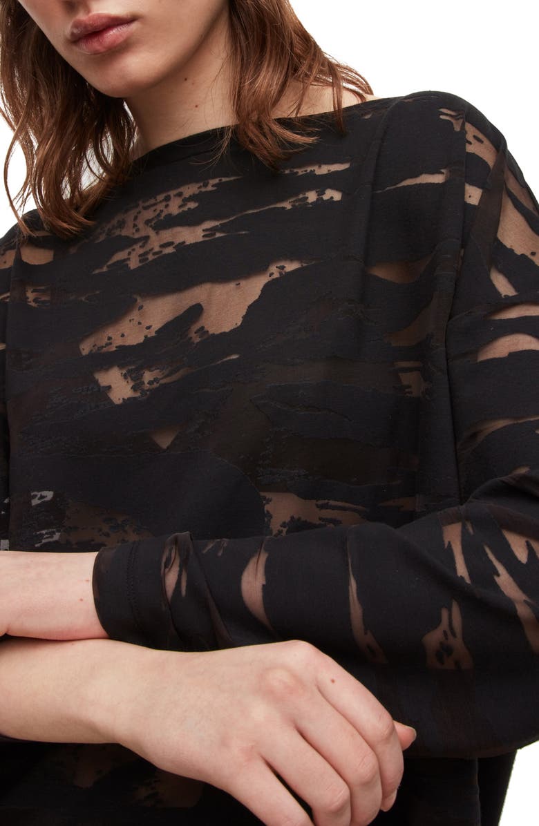 AllSaints Rita Devore Semisheer Blouse, Alternate, color,