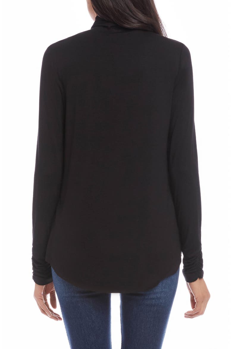 Shirred Sleeve Turtleneck Top, Alternate, color, BLACK
