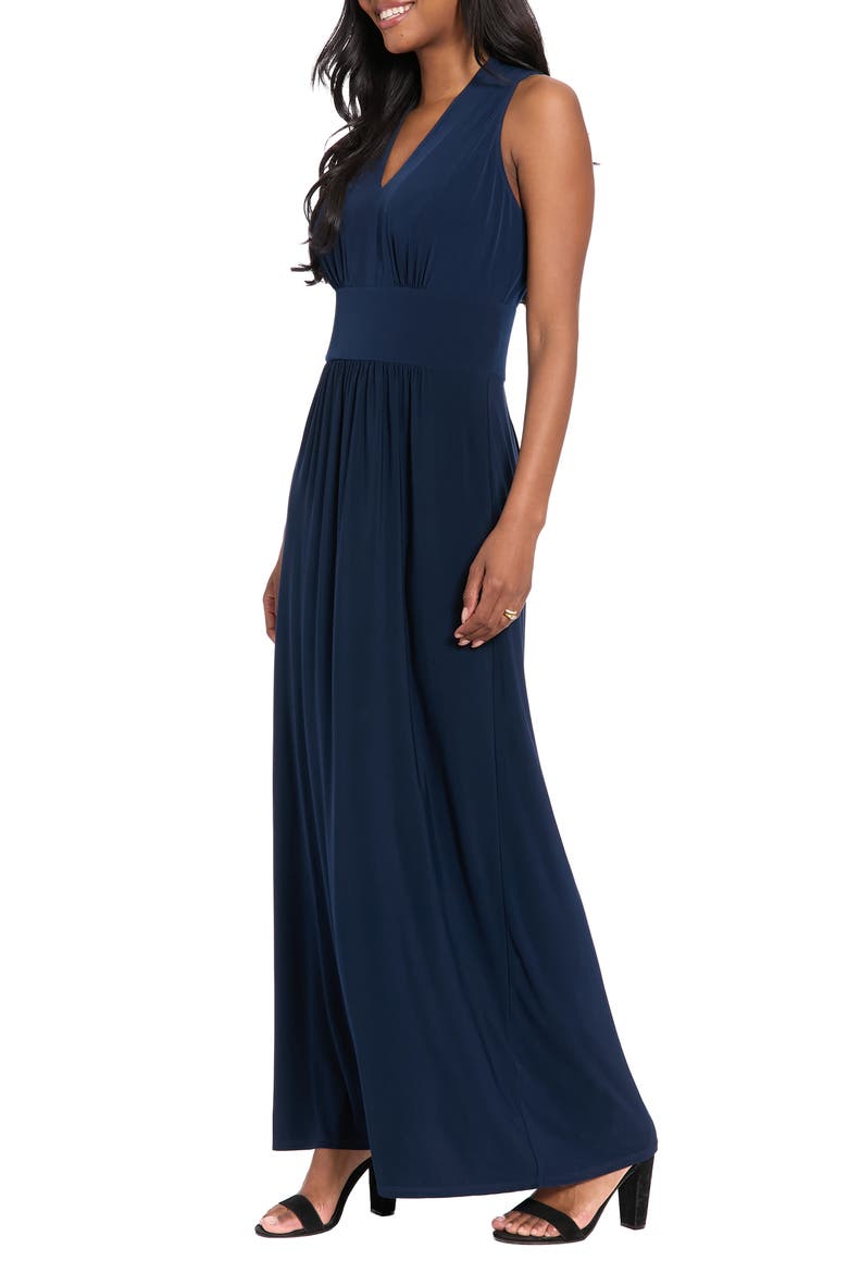 V-Neck Sleeveless Maxi Dress, Alternate, color, NAVY