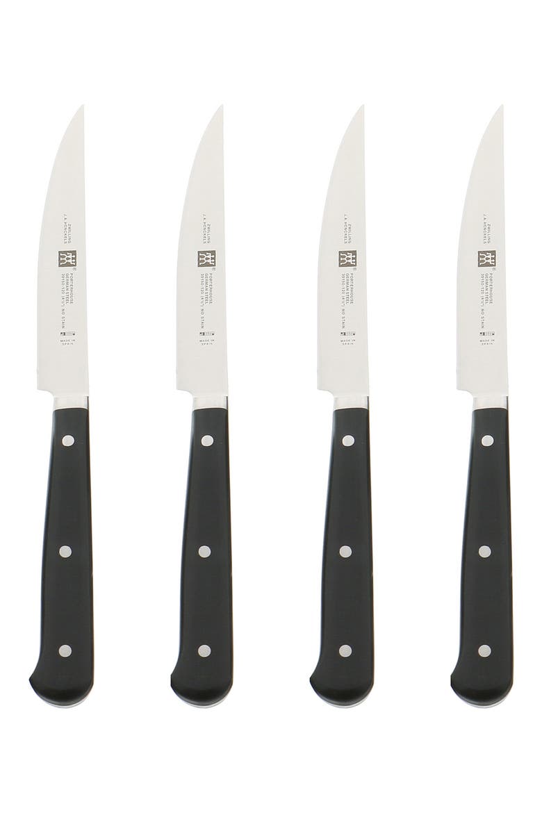 4-Piece Porterhouse Steak Knife Set, Main, color, BLACK