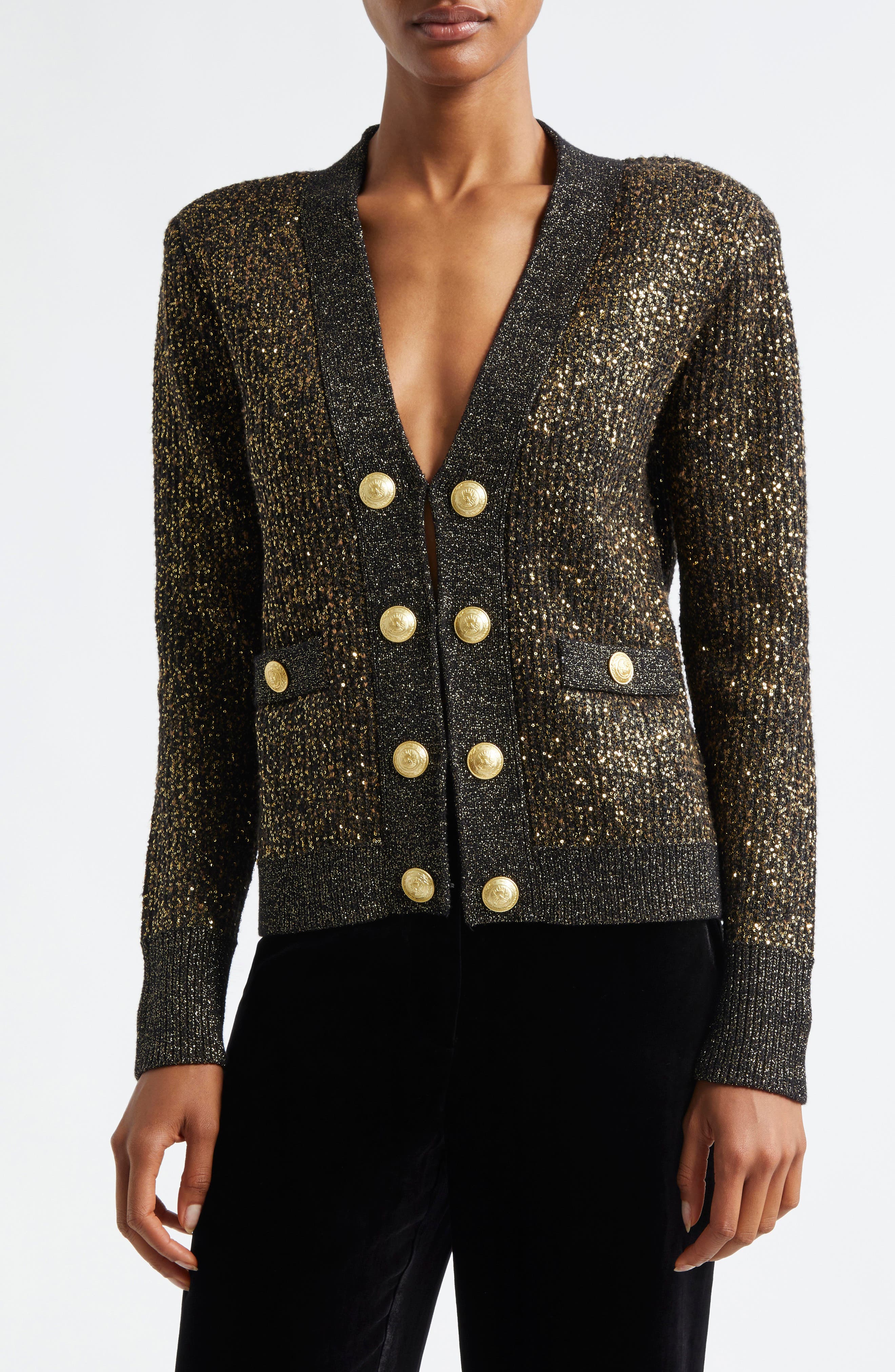 L'AGENCE Jinny Sequin Cardigan