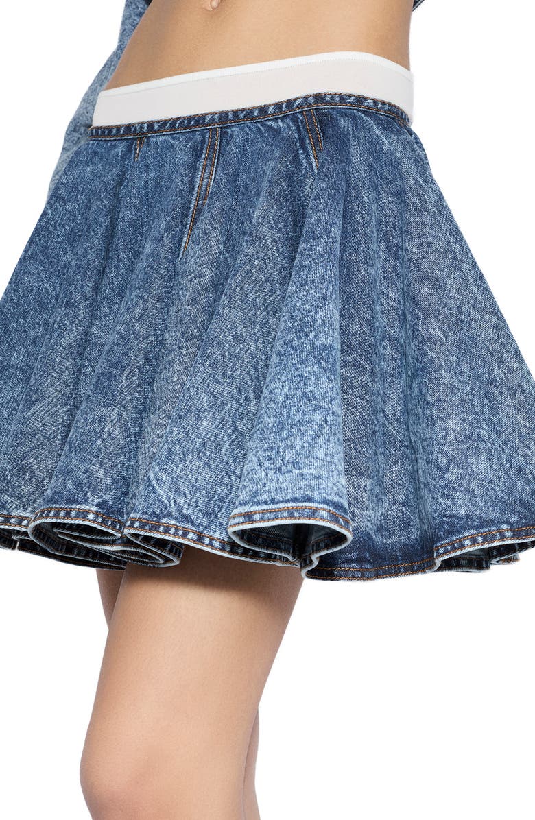 Alaïa Denim Skater Miniskirt, Main, color, Bleu Neige