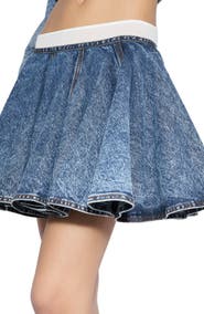 Alaïa Denim Skater Miniskirt