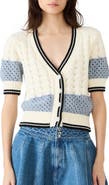 Steve Madden Fiona Tipped Cotton Blend Pointelle Cardigan