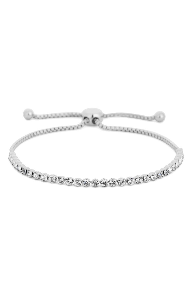 Sterling Forever Cubic Zirconia Slider Bracelet, Main, color,