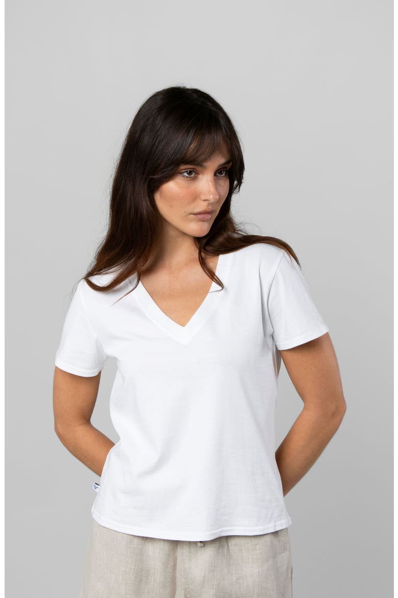 Supima V-neck, Alternate, color, White