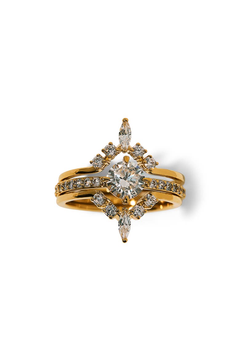 Cannes Cubic Zirconia Stack Ring, Main, color, GOLD