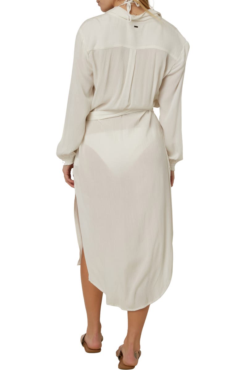 O'Neill Dockside Long Sleeve Cover-Up Shirtdress, Alternate, color, Vanilla