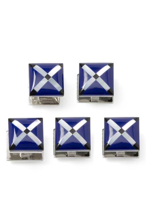 Men's Set of 5 Square Mother-of-Pearl Shirt Studs