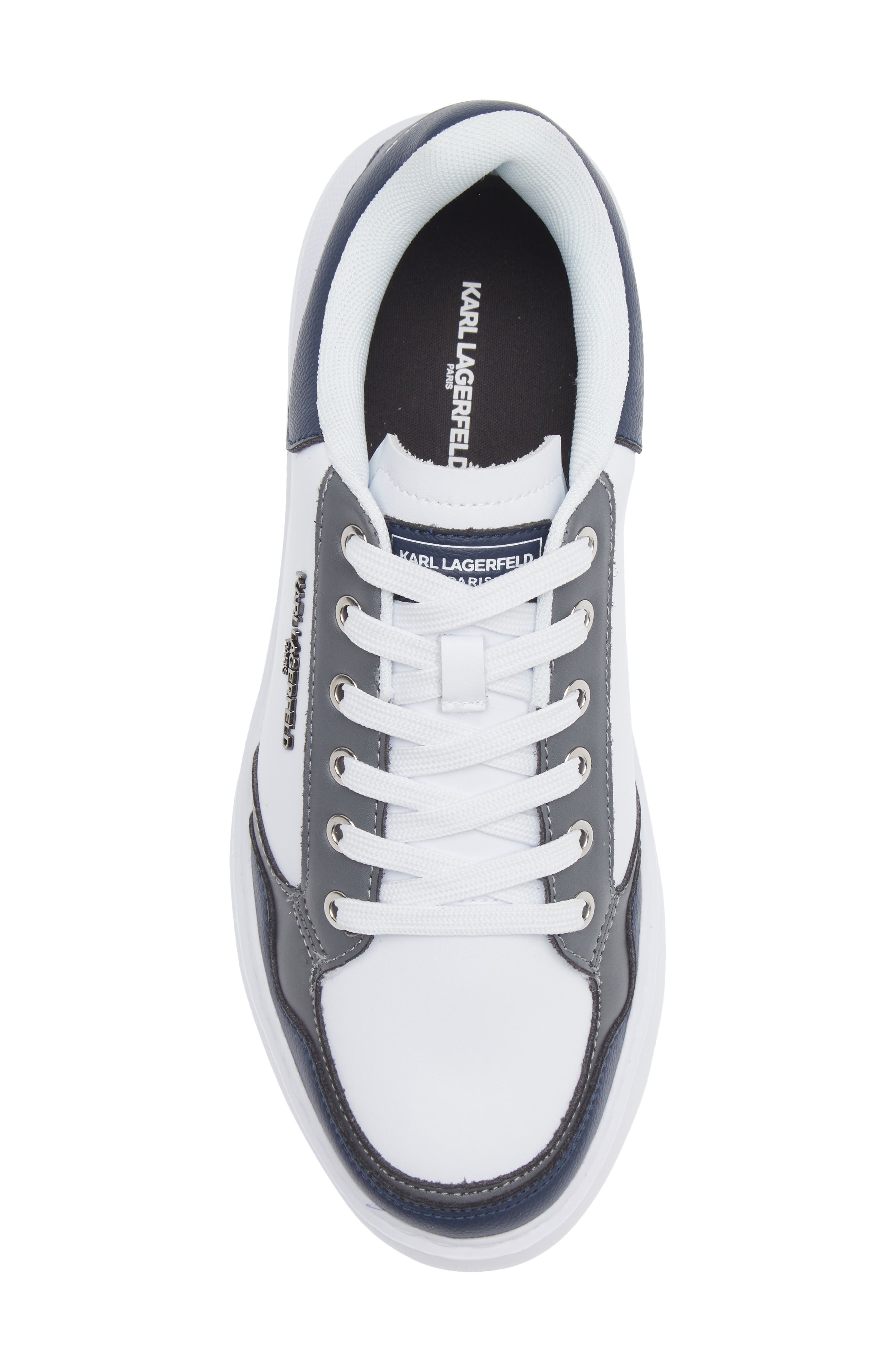 Leather Low Top Sneaker, Alternate, color, WHITE/ NAVY