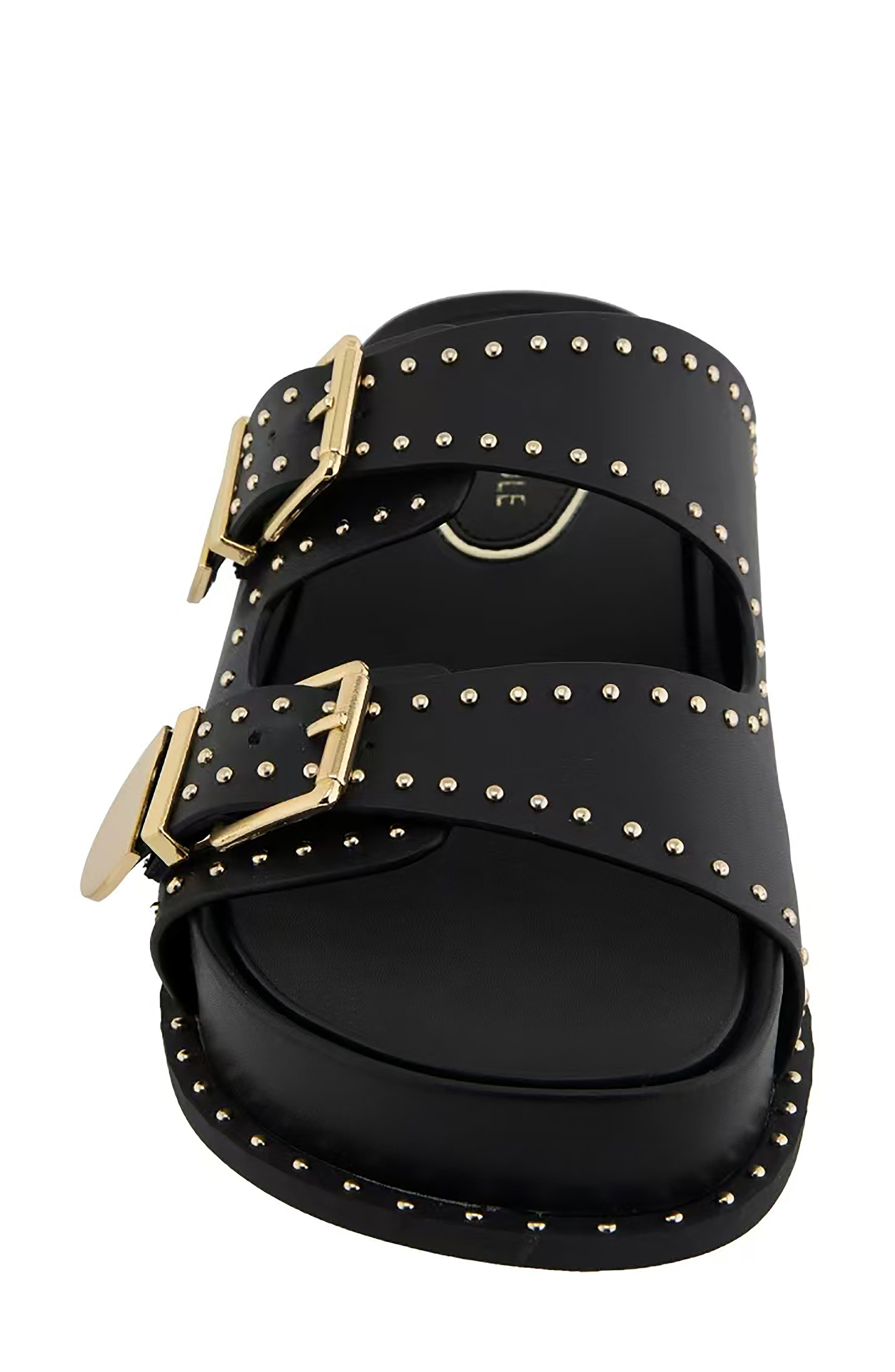 Kenneth Cole Gradie Wedge Sandal, Alternate, color, Black Leather