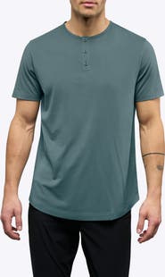 Cuts AO Curved Hem Short Sleeve Henley