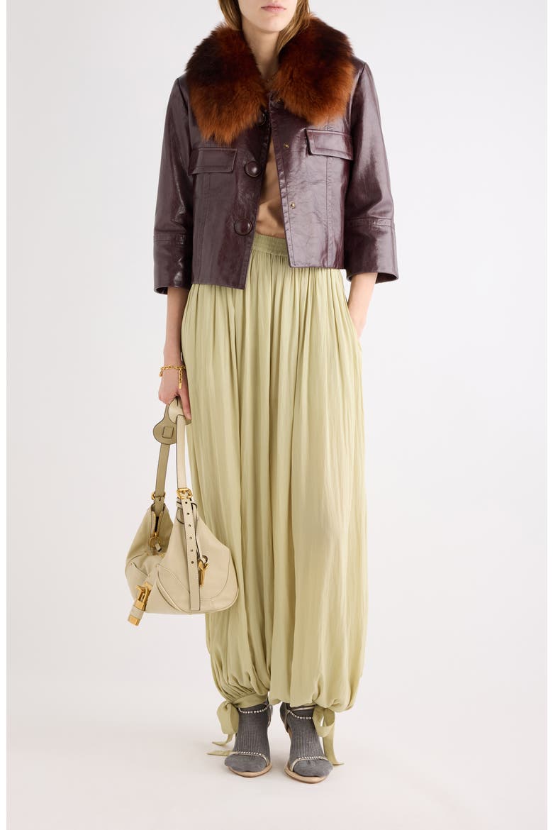 Washed Satin Bloomer Pants, Alternate, color, HAY GREEN