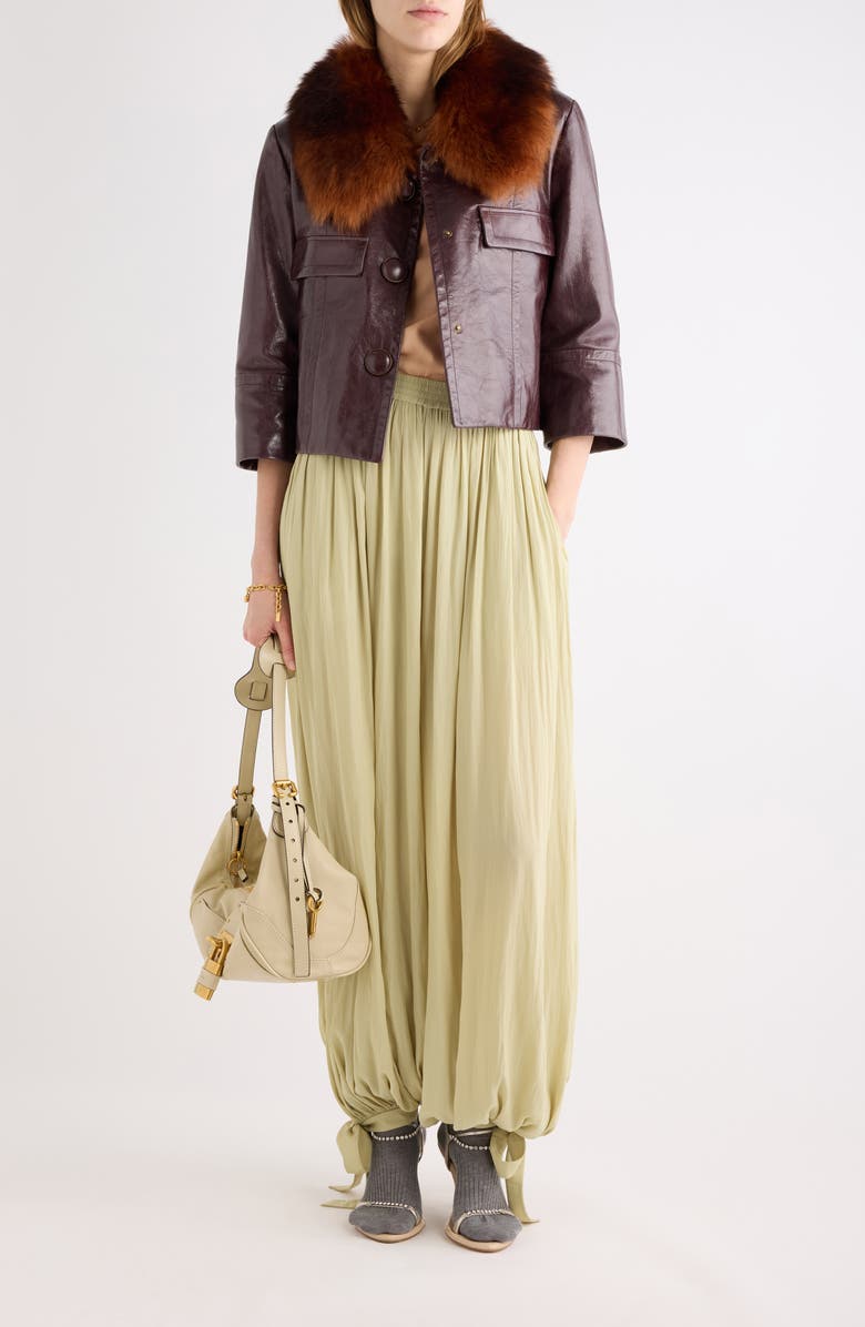 Chloé Washed Satin Bloomer Pants, Alternate, color, Hay Green