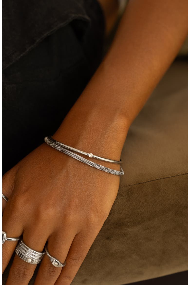 Thin Solar Cuff, Alternate, color, Silver