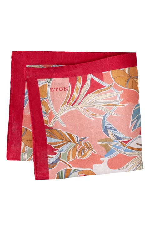 Tropical Print Linen Pocket Square