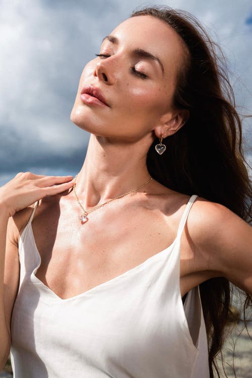 Classicharms Frost Heart Necklace And Earrings Set In Gold