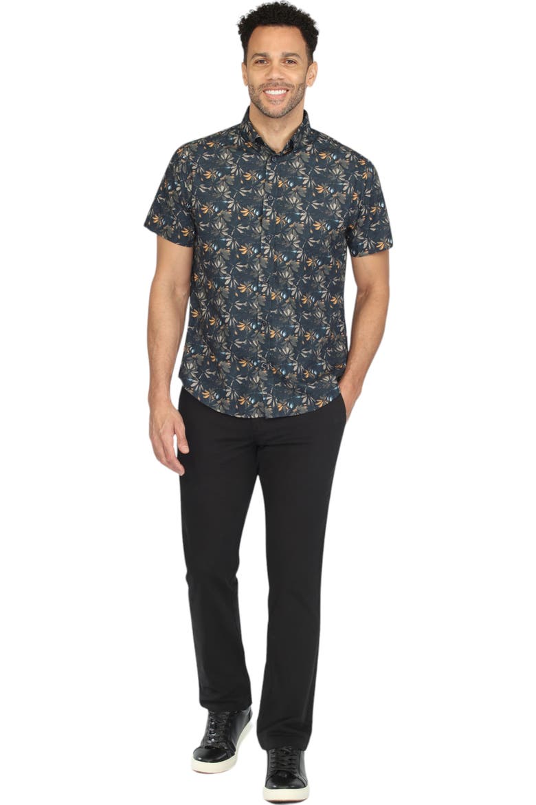 Lily Print Short Sleeve Shirt, Alternate, color, Navy