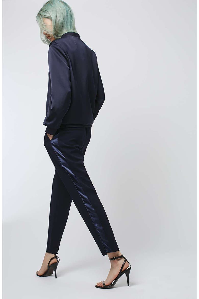 Contrast Piped Ankle Zip Jogger Pants, Alternate, color, NAVY BLUE
