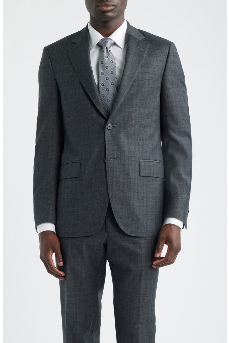 Flynn Classic Fit Charcoal Plaid Wool Suit, Alternate, color, CHARCOAL