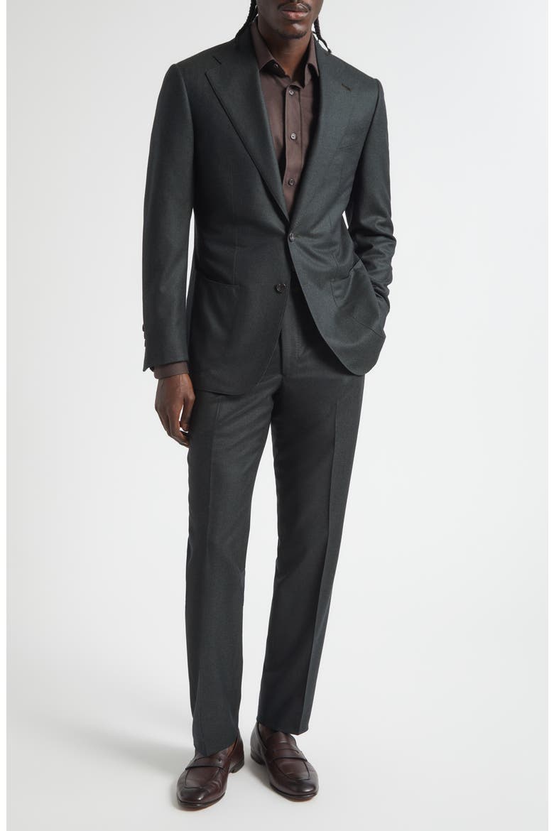 Structured Wide Lapel Wool Suit, Main, color, CHARCOAL GREEN
