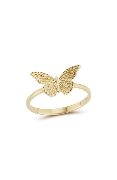 14K Gold Butterfly Ring