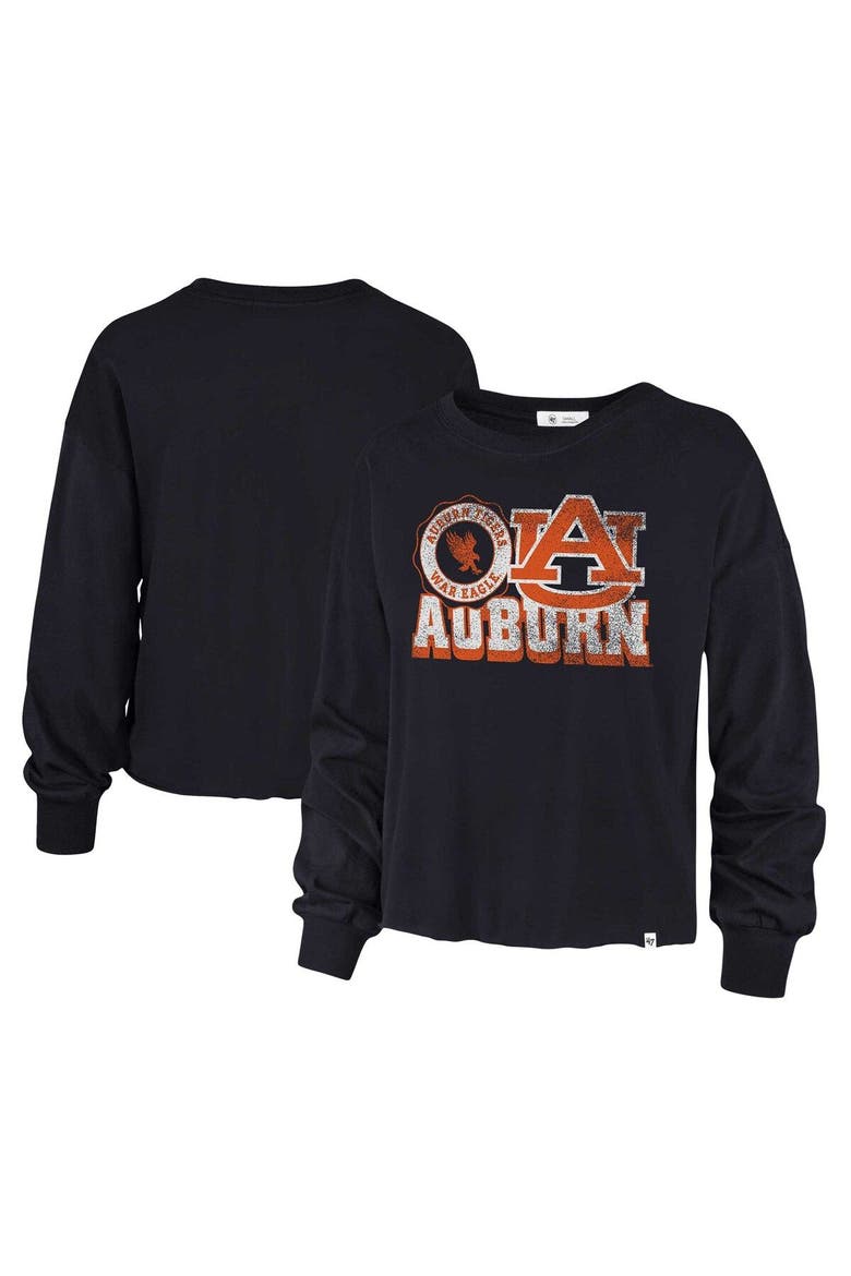 Women's '47 Navy Auburn Tigers Bottom Line Parkway Long Sleeve High Waist T-Shirt, Main, color, Navy