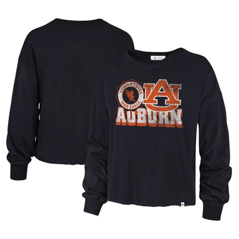 Women's '47 Navy Auburn Tigers Bottom Line Parkway Long Sleeve High Waist T-Shirt