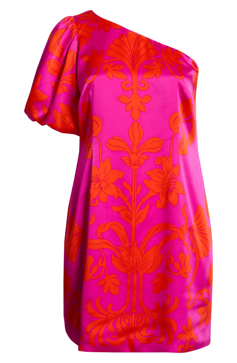 SUGARLIPS Vallie Floral One-Shoulder Satin Shift Dress, Alternate, color, Magenta-Multi