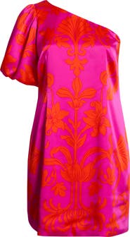 SUGARLIPS Vallie Floral One-Shoulder Satin Shift Dress