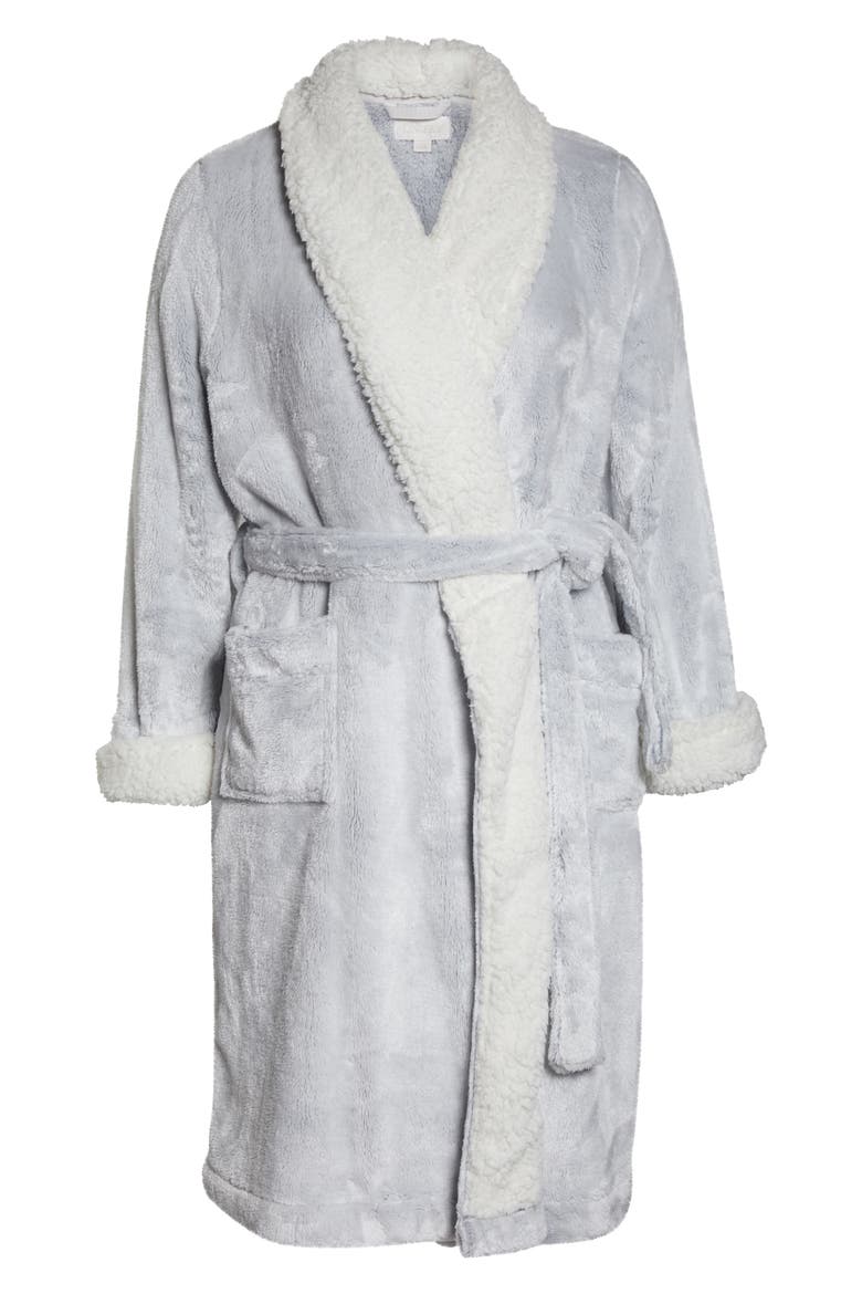 Frosted Plush Robe, Alternate, color, GREY PEPPER