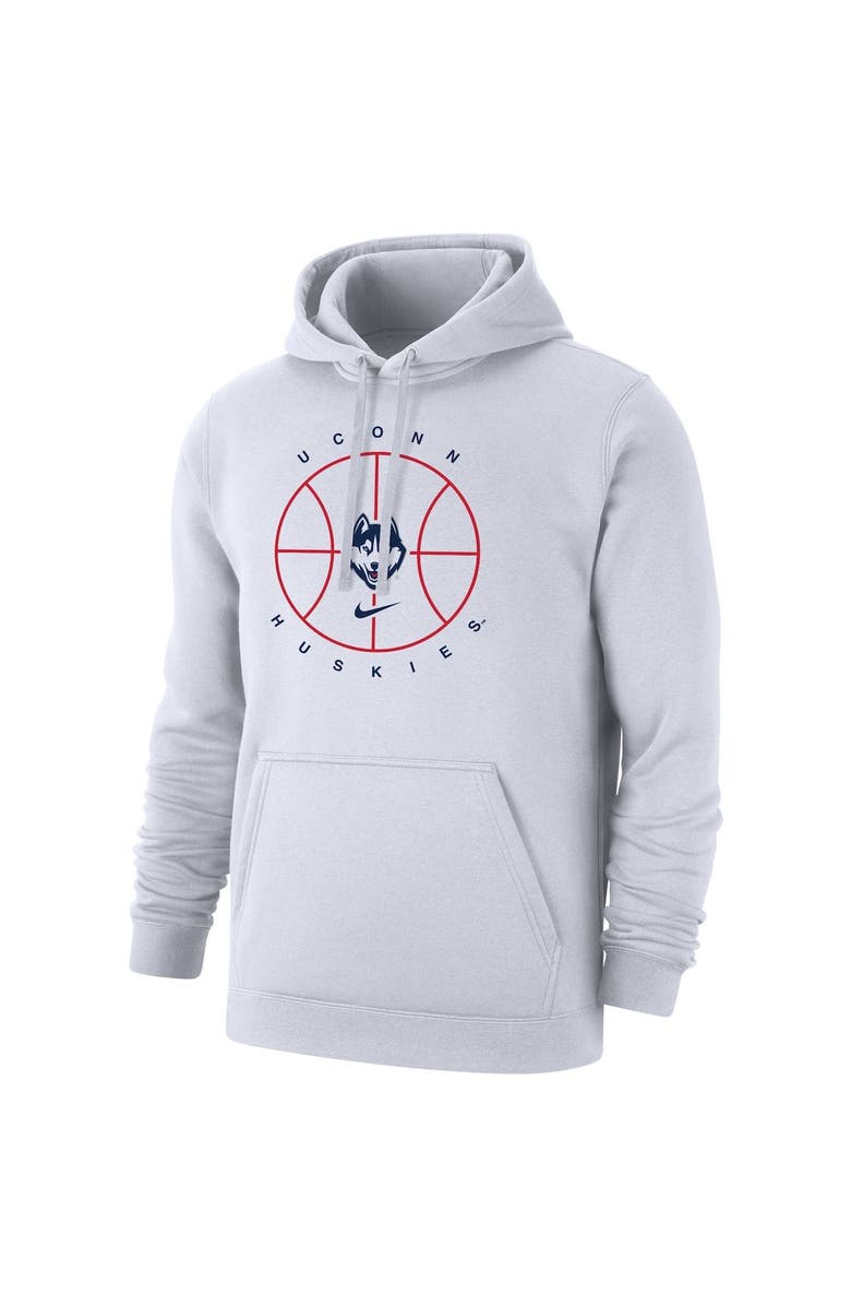 Nike Men's Nike White UConn Huskies Basketball Icon Club Fleece Pullover Hoodie, Alternate, color,
