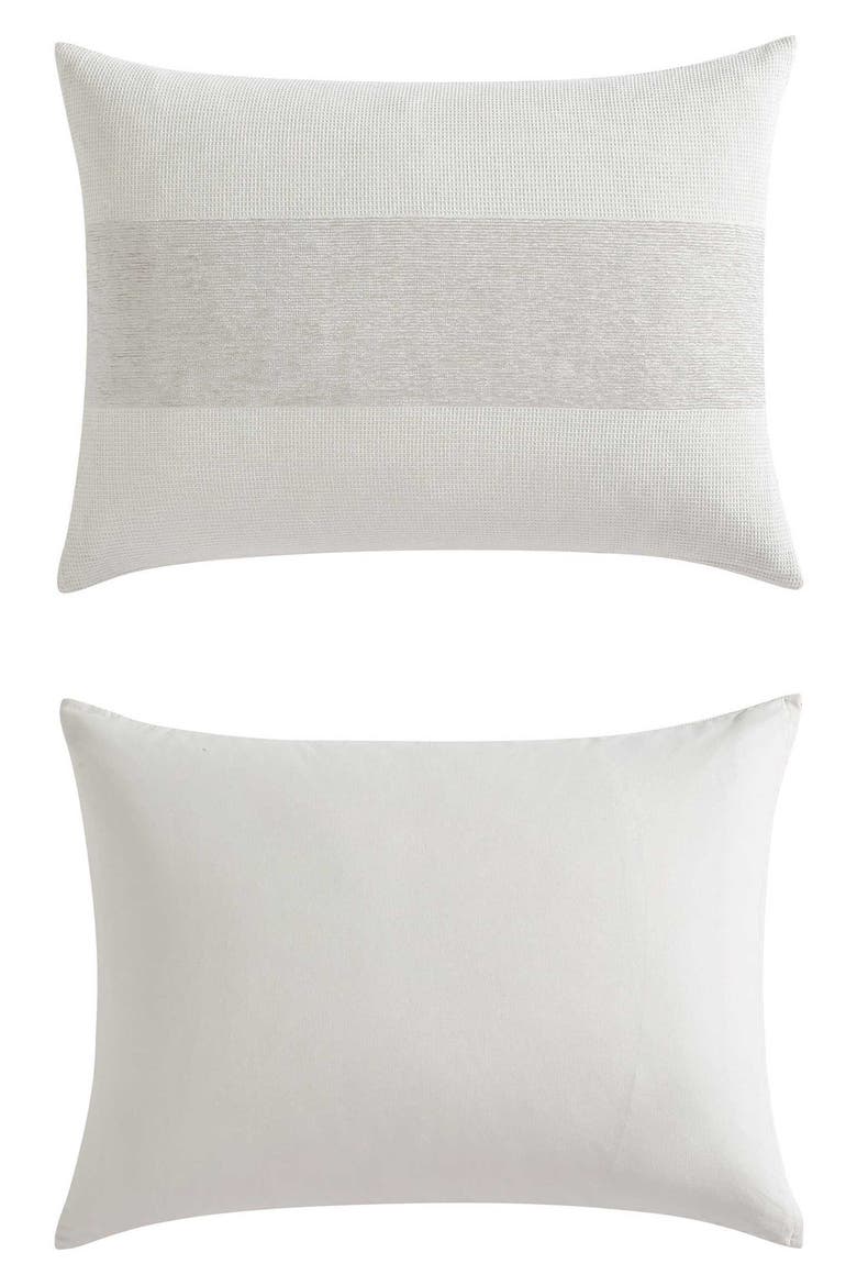 Chenille Waffle Stripe Duvet Set, Alternate, color, MOONLIGHT