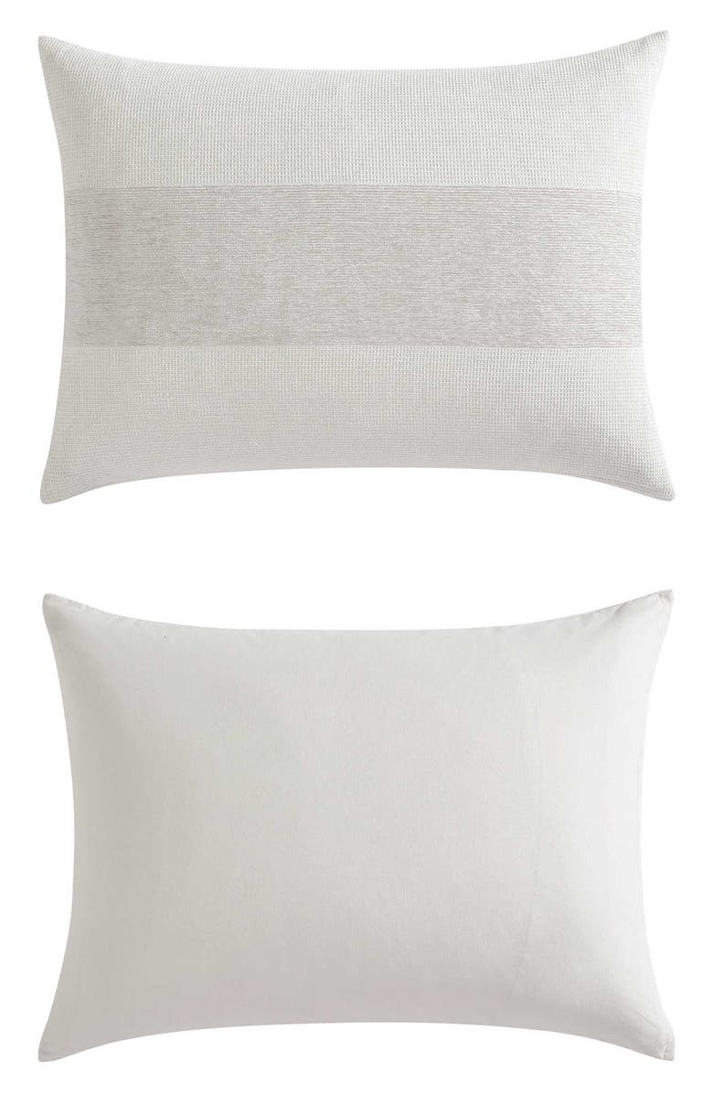 Vera Wang Chenille Waffle Stripe Duvet Set, Alternate, color, Moonlight