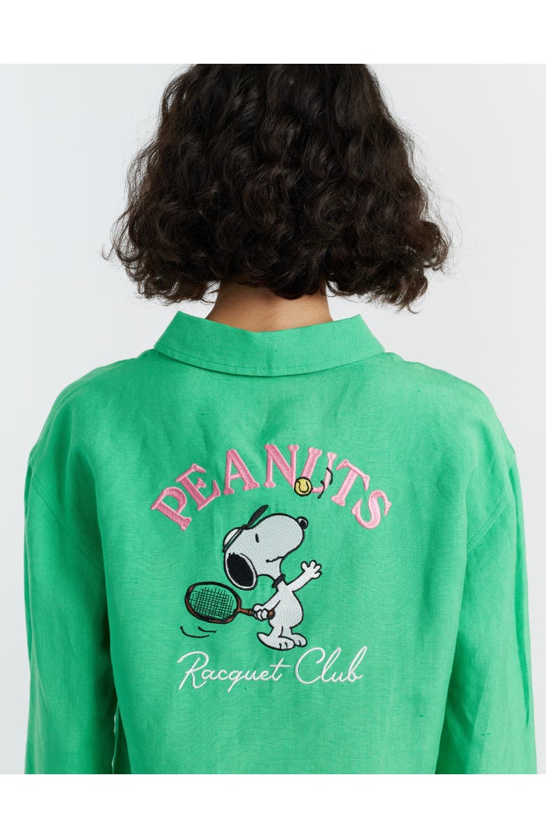 Chinti & Parker Linen-Cotton Peanuts Racquet Club Shirt, Alternate, color, Green